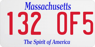 MA license plate 132OF5