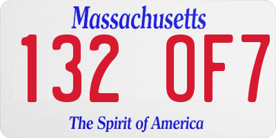 MA license plate 132OF7