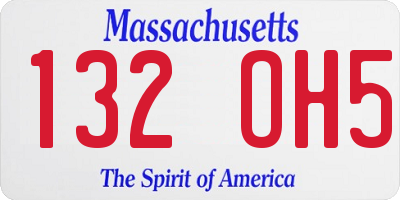MA license plate 132OH5