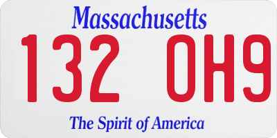 MA license plate 132OH9