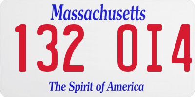 MA license plate 132OI4