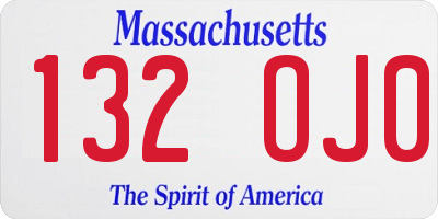 MA license plate 132OJ0