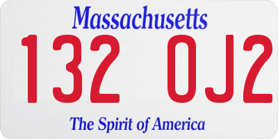 MA license plate 132OJ2
