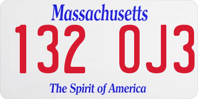 MA license plate 132OJ3