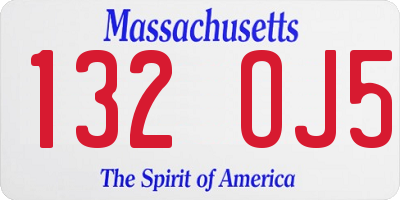 MA license plate 132OJ5