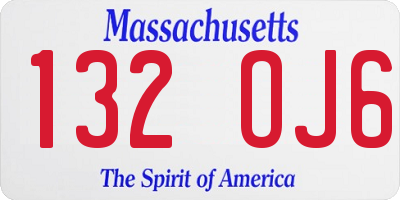 MA license plate 132OJ6