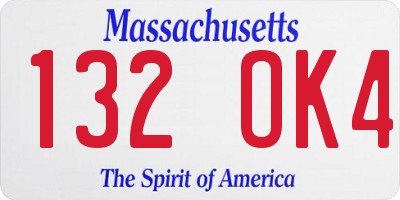 MA license plate 132OK4