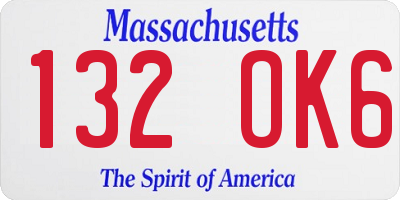 MA license plate 132OK6