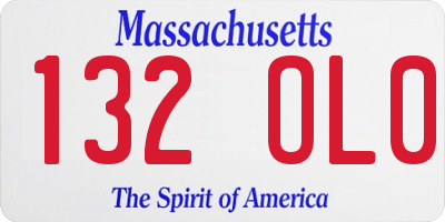 MA license plate 132OL0