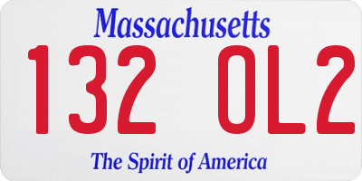MA license plate 132OL2