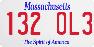 MA license plate 132OL3