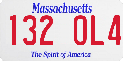 MA license plate 132OL4