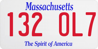 MA license plate 132OL7