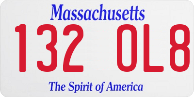 MA license plate 132OL8