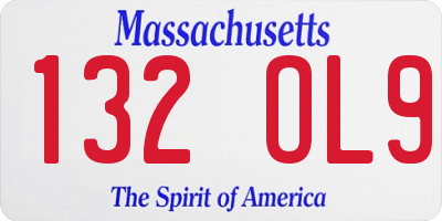 MA license plate 132OL9