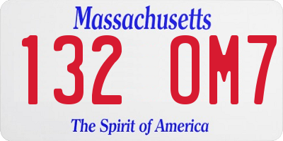 MA license plate 132OM7
