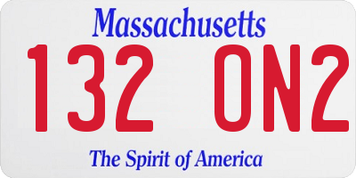 MA license plate 132ON2