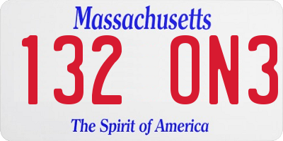 MA license plate 132ON3