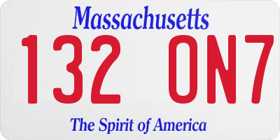 MA license plate 132ON7