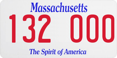 MA license plate 132OO0