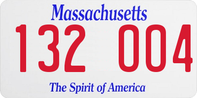 MA license plate 132OO4