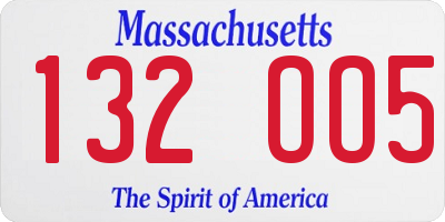 MA license plate 132OO5