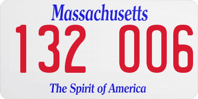 MA license plate 132OO6
