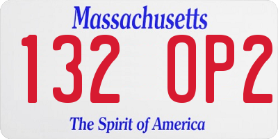 MA license plate 132OP2