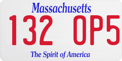 MA license plate 132OP5
