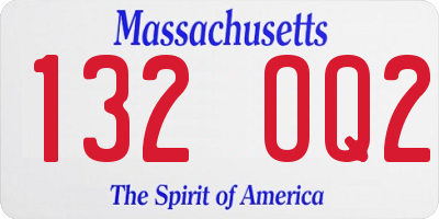MA license plate 132OQ2