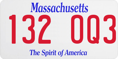 MA license plate 132OQ3