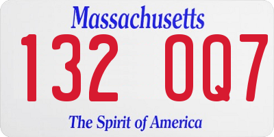 MA license plate 132OQ7