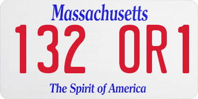 MA license plate 132OR1