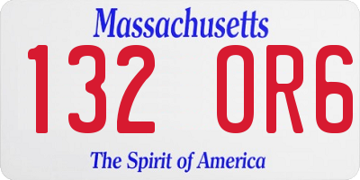 MA license plate 132OR6