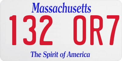 MA license plate 132OR7