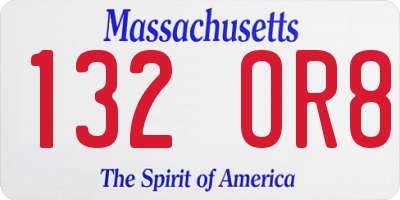 MA license plate 132OR8