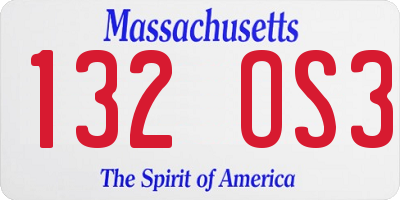 MA license plate 132OS3