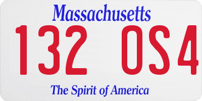 MA license plate 132OS4