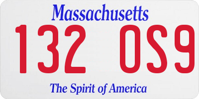 MA license plate 132OS9