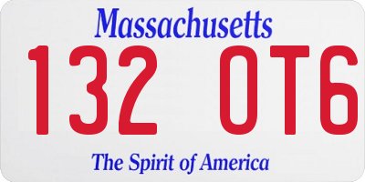 MA license plate 132OT6