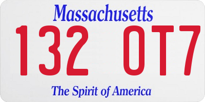MA license plate 132OT7