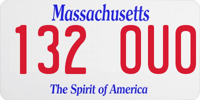 MA license plate 132OU0