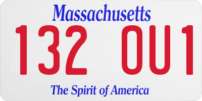 MA license plate 132OU1