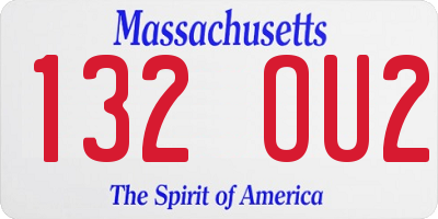 MA license plate 132OU2