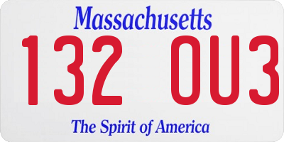 MA license plate 132OU3