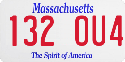MA license plate 132OU4