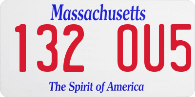 MA license plate 132OU5