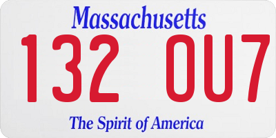 MA license plate 132OU7