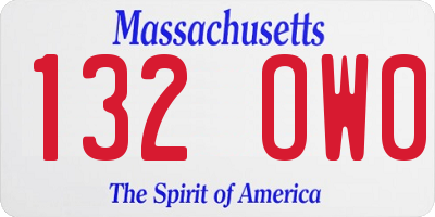 MA license plate 132OW0