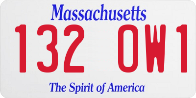 MA license plate 132OW1
